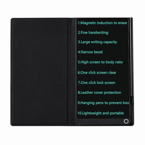 Image of LCD Writing Tablet 6.5in Fine Tip with Leather Case and Hanging Pen | Fine-tip writing tablet supplied with a protective leather case and hanging stylus