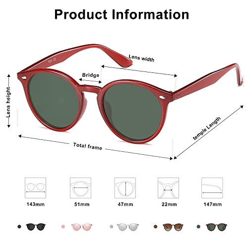Image of SOJOS Retro Round Polarized Sunglasses for Women Men Classic Vintage Sunnies SJ2069
