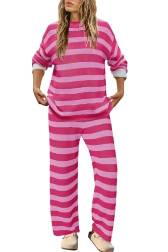 Image of SENSERISE Womens Striped Set Sweater Lounge Sets