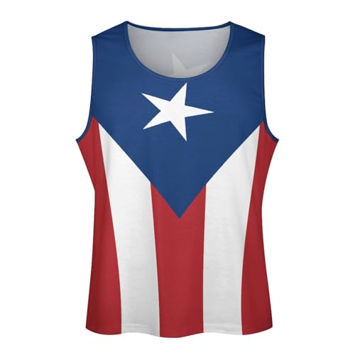 Mens Tank Tops Summer Sleeveless T-Shirt Puerto Rico Flag Casual Funny Gym Workout Tank Top4