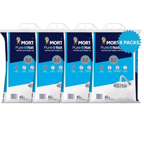(4 Pack) Water Softener Salt Crystals - Natural High Purity Salt for Softener Skin, Reduced Buildup, 40 lb Each Bag with Handle. 160 lbs total. Conveniently Delivered