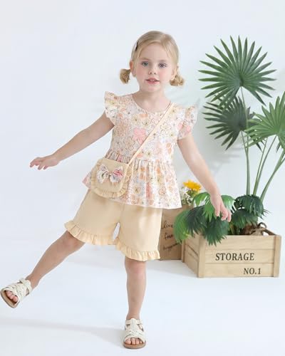 Image of Weebaby Toddler Girl Clothes Baby Summer Outfits Sleeveless Halter Top Ruffle Short Set Cute Kids Clothes Girls