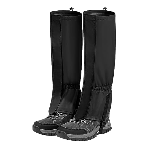 Mecmbj Ghette Impermeabili Trekking, 2 PCS Ghette da Esterno, Regolabili Ghette Traspiranti per Unisex, Ghette da Trekking per la Protezione delle Gambe per Escursionismo, Alpinismo, Sci (Nero)