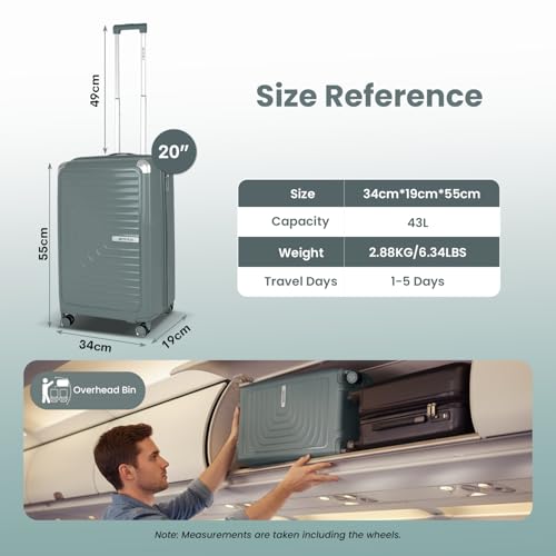 Image of Storite Trolley Suitcae Bag Hard-Sided Polycarbonate with TSA Lock & 8 Durable Double Side Wheel Lightweight for Travel (Cabin - 20 Inch)