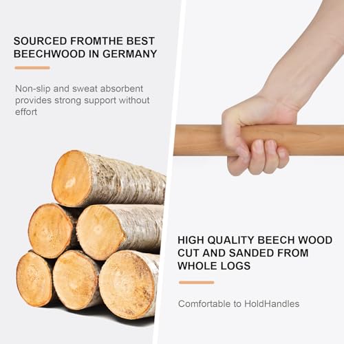 Image of Airogym Wooden Parallettes, Wood Push Up Handles Pushup Bars, Heavy-Duty Sturdy Metal Non-Slip Base Exercise Home Workout Equipment, Parallettes Bars Grip for Strength Training, Planks Calisthenics