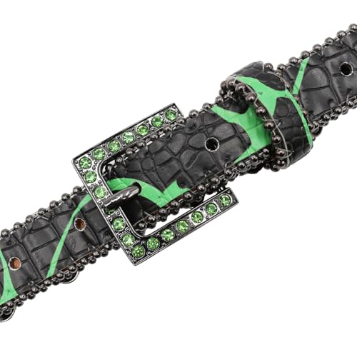 Western Skull Pin Buckle Belt for Various Outfit Rhinestones Rivet Studded Belt for Jeans Adult Unisex Waist Accessories4