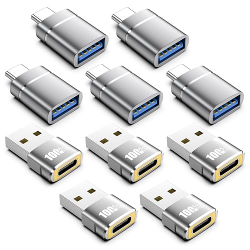 USB to USB C Adapter & USBA to USBC Adapter Combo 10-Pack Set USB Adapter Kit Compatible with MacBook Pro/Air iPhone 17 16 Pro Max/15 Plus/14 13 12 Samsung Galaxy S25/S24/S23/S22