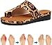 Frauen Bequeme Plattform Sandale Schuhe Sommer Flip Flop Flats Strand Reiseschuhe PU Leder Casual Feet Corrector Sandalen für Dating Shopping Weiche Sandale Gold 39-40_Leopard Improve