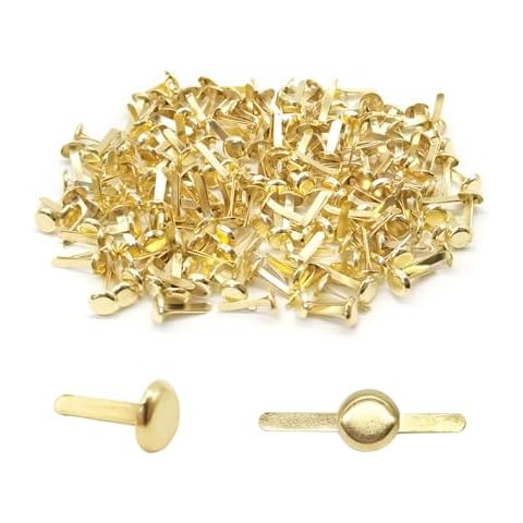 Quacc 200pcs Gold Split Pins Round Scrapbooking Brads Split Pins Paper Fasteners Brads for Craft Art Crafting School Project Decorative Scrapbooking DIY Supplies (0.24 x 0.5Inch) Cover