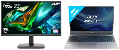 Image of Acer Aspire Lite 11th Gen Intel Core i5 Premium Metal Laptop, Steel Gray, 1.59 Kg EK220Q 21.5 Inch (54.61 cm) Full HD (1920x1080) Pixels VA Panel LCD Monitor(Black)