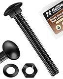 nailnest (10Sets) 5/16-18 x 2-1/2" Carriage Bolts Screws, 304 Stainless Steel Round Head Square Neck 5/16 Carriage Bolts and Nuts Kit with 5/16 Flat Washers, Fully Threaded Black Oxided