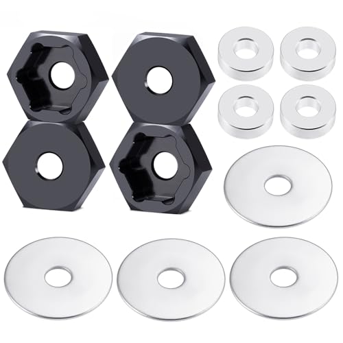 MORLORDY 4Pcs 12mm to 17mm CNC Wheel Hex Hub Adapter for 1/8 Typhon/Kraton/Outcast/Notorious RC Big Rock Crawler Off Road Monster Truck Upgrades Part
