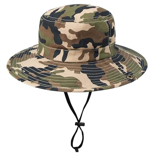Kids Boys Summer Sun Hat - Wide Brim Sun Protection Outdoor Bucket Hat Safari Beach Hat for Boys Girl Teens(for 5-9 Years)