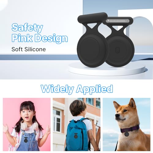 Image of ZORBES 2Pcs AirTag Holder,Waterproof Silicone Airtag Holder with Pin Brooch,Kids Airtag Case GPS Tracker Case Compatible with Apple for Kids Pets Elders Clothing Bag No Air-Tag Included
