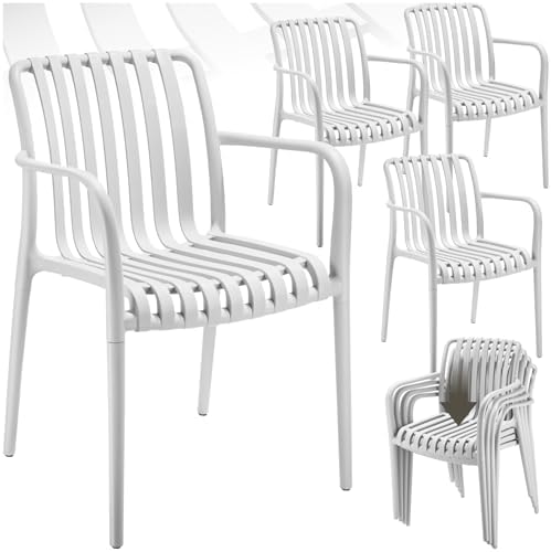 tectake® Stackable Outdoor Terrace Chairs, Durable Plastic, Non-S...