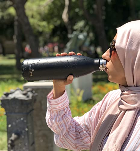 Greens Steel Stainless Steel Water Bottle - 750ml, Black | Double Wall Vacuum Insulated Flask | Carier Holder & Gift Box Included | Reusable, Leak Proof Sports Bottle for Adults & Kids