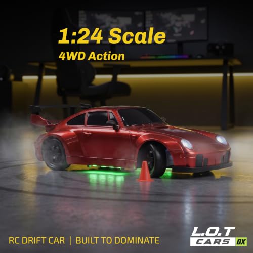Image of L.O.T TOYS Flare Rc Drifting Car | 20Kmph, 2.4Ghz | Rc Car 4x4, Remote Control Car, Drift Car, Birthday Gift, Boost Mode, Long Range Remote, Hard Plastic Top with LED Head Light (Burnout Red)