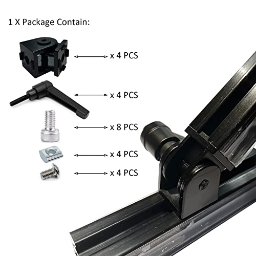 Image of 4 Sets Black 2020 Aluminum Extrusion Pivot Hinge Swivel Degree Angle Bracket with Handle for 20 Series 20 /20 2040 V T Slot Extruded Aluminum Profile Hardware Connector