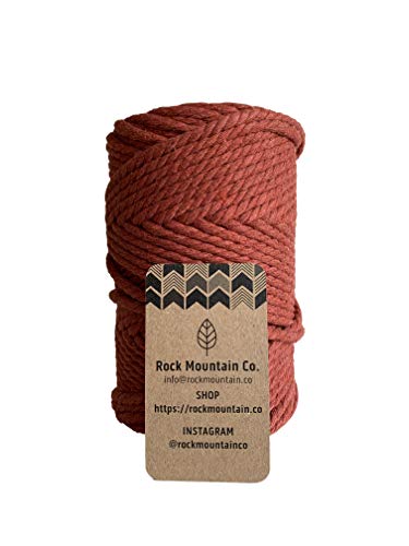 5mm 3 Strand Macrame Cord/Recycled 100% Cotton Fiber Art Rope - Burnt Orange Red
