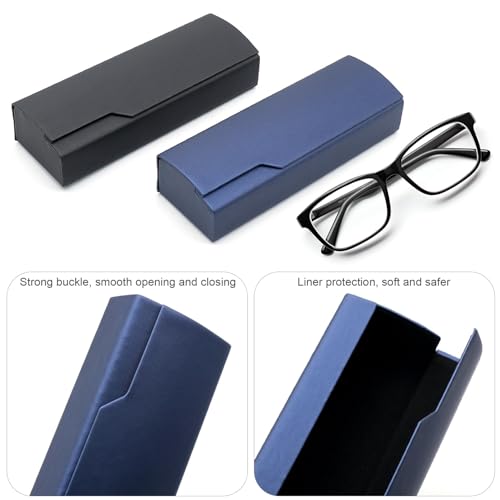 Image of 2 Pieces Hard Shell Eyeglasses Case, Spectacle Storage Case Holder Sunglasses Case Protective Case for Men and Women, Black,blue