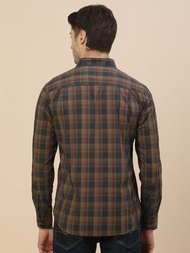Image of Cantabil Casual Shirt for Men l Breathable & Soft with Color Fastness Regular Fit Spread Collar Neck Cotton Fabric Check Pattern