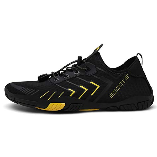 TORISKY Wasserschuhe Aquaschuhe Herren Damen Badeschuhe Barfußschuhe Strandschuhe Unisex Schnell Trocknend Trekkingschuhe Hiking?0635-Yellow44?
