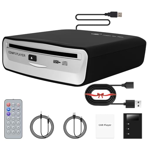 External Universal CD Player for Car - LEHWEY Portable CD Player with Extra USB Extension Cable, Plugs into Car USB Port, Laptop, TV, Mac, Computer, for Android 4.4 and Above Navigation