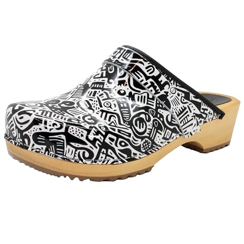 Image of Bjork Maja Wood Open Back Leather Clogs