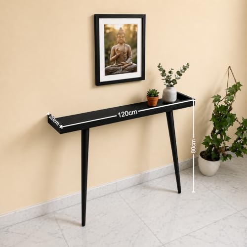 Image of 120cm Long Wooden Console Table for Living Room | Side Entrance Table for Home (120x20x80cm) (Black)