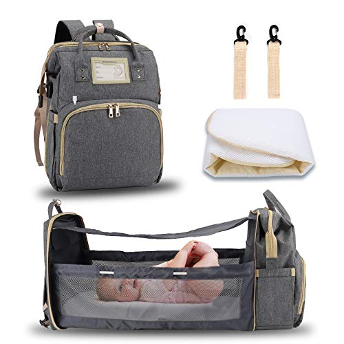 FEI STUDIO Diaper Bag Backpack Foldable Baby Bed Changing Station Portable Crib Sleeper