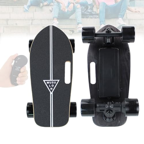 Feiphla Longboard EléCtrico, Cruiser De Madera De Bambú, Ruedas con AmortiguacióN, Asa De Transporte, para Adultos Que Se Desplazan Diarios Black-8kmRange