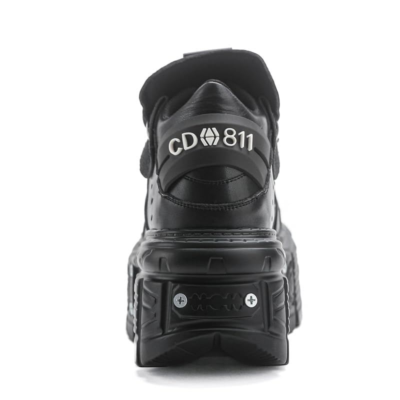 Women's Platform Biker Boots - Gothic Square Toe, Lace-Up Motorcycle Combat Booties with Metal Accents, Waterproof Synthetic Leather, Non-Slip Sole, 3.54-Inch Heel4