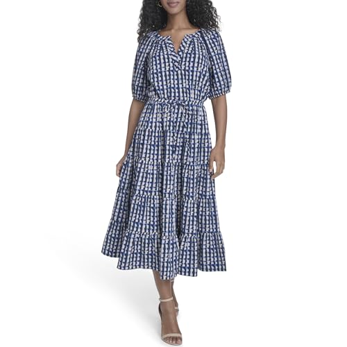 Image of Calvin Klein Puff Sleeve Commuter Tiered Maxi