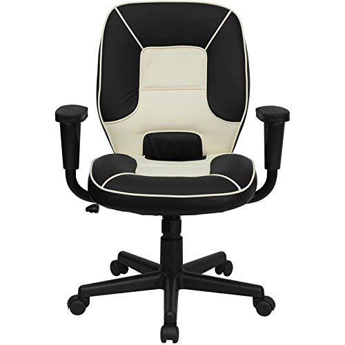 Flash Furniture Mid-Back Black And Cream Vinyl Steno Executive Swivel Office Chair With Adjustable Arms #TOP19