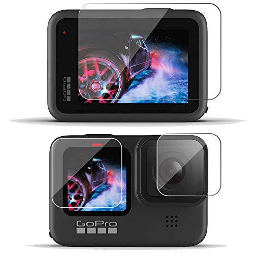 POPIO Military-Grade Gorilla Tempered Glass for GoPro Hero 9/10 / 11/12 Action Camera (Transparent) Edge To Edge Full Screen Coverage, Complete Set Of 3 Glass