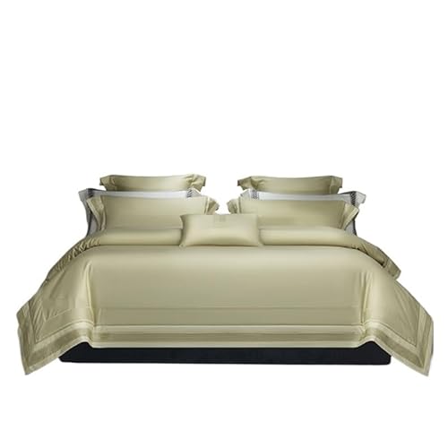 KAJYLFAST Long-staple Cotton Four-piece Set Gong Satin Wide Border Bed Sheet Embroidery Duvet Cover