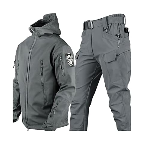 VBVARV Men Tactical Uniforms Military Waterproof Army Combat Suit Sets Camouflage Softshell Jacket Pants Hunt Clothes,D,M Cover