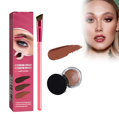 4D Kit de cejas para cejas,Tinte de cejas, brocha para cejas, relleno de tinte de cejas y forma de cerda, Cepillo de maquillaje de contorno de sombra de ojos, Crema portátil de,Marrón claro 1 (2)