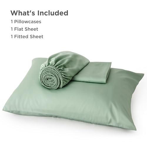Image of Bedsure Cooling Sheets Twin, Rayon Derived from Bamboo, PureWoven, Breathable & Soft Twin Sheets Set, Deep Pocket Up to 16 Inches, Hotel Luxury Silky Bedding for Hot Sleepers, Sage Green