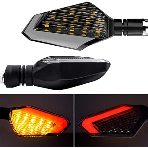 Acelane Motorcycle Led Turn Signal Lights Blinkers Front Rear Indicators 12V Universal Amber Red Lights for Motorbike Yamaha Scooter Harley Cruiser Honda Kawasaki BMW Suzuki (Pack of 2) Cover