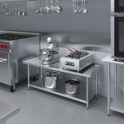 Image of AmGood Stainless Steel Equipment Stand - Heavy Duty, Commercial Grade, with Undershelf, NSF Certified (24 inch Width x 60 inch Length)