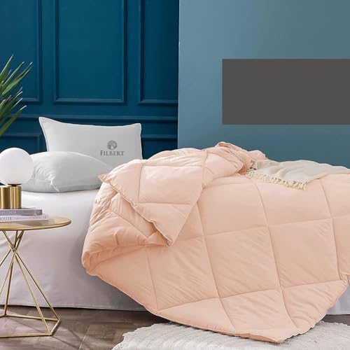 Image of Filbert 600 GSM Comforter for Double Bed | Super Warm Winter Quilt /Rajai | Thick Microfiber Blanket with Cloud-Soft Fill | Luxury Bedding for Winters - 90x100 Inch | Peach