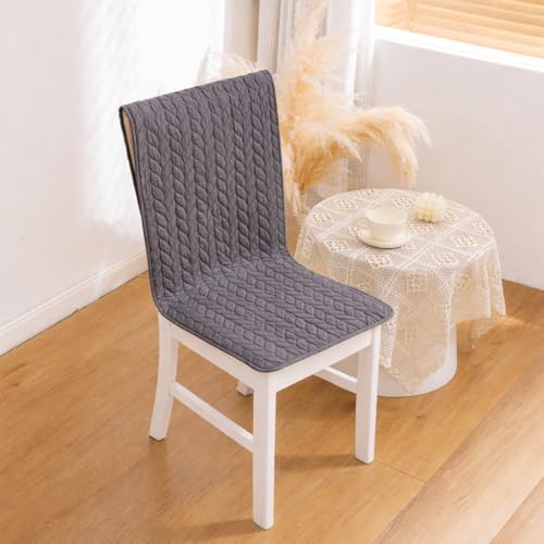 Image of HOMETHREADS Non-Slip Chair Cover-Universal Fit for Kitchen & Dining Chairs-Cushioned Comfort - Stylish Machine Washable Seat Cover -145x45Cm (Grey, Pack of 6)