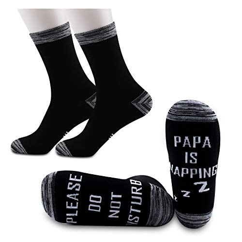 JXGZSO Napping Socks Papa Gift Mens Funny Socks Do Not Disturb Papa Is Napping Socks Father’s Day Gift