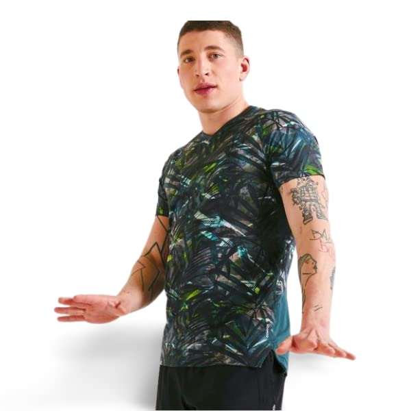Street Studio Men's Technical Fitness Training T-Shirt- Decathlon T-Shirt- Green/Floral Print for Men's (Medium)