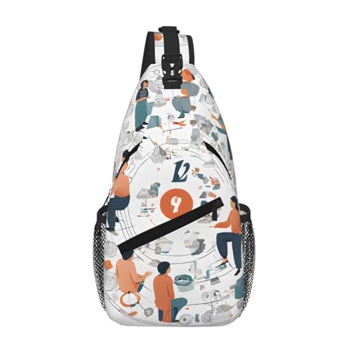 quopvn Sac de poitrine imprimé I Love The 90s en diagonale, durable et confortable pour les voyages et un usage quotidien, noir, One Size