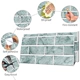 Green Brick Tile Stickers for Bathroom Kitchen Waterproof Vinyl Stick on Tiles Backsplash Self Adhesives Wall Tile Transfers Peel and Stick Tile Decals for Living Room - 30x15cm (12 Sheets) - Image 5
