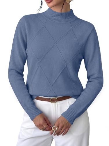 WIHOLL Womens Sweaters Tops Long Sleeve Winter Clothing Fall Clothes Blue L - image 3