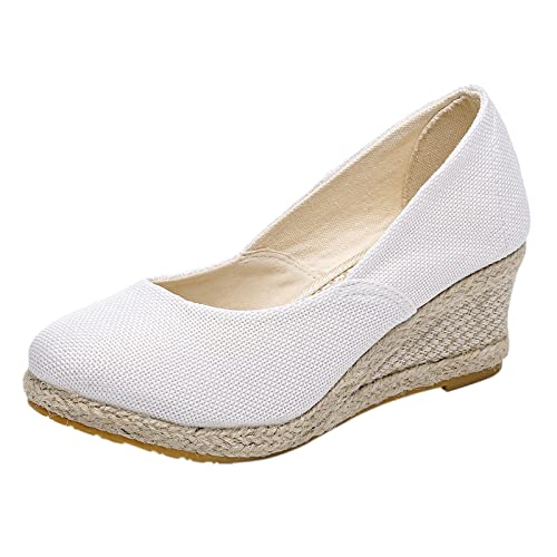 Sandalias de plataforma para mujer, elegantes sandalias de cuña, sandalias de verano con cuña, zapatos de noche, zapatos de mujer, alpargatas, zapatos de lino, zapatos de verano, ligeros, sandalias de