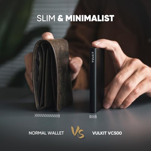 Image of VULKIT Credit Card Holder for Men, Aluminum POP UP RFID Blocking Card Case, Carbon Black